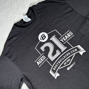 Body Building Aged 21 years Men’s large solid black Short sleeve pullover cotton